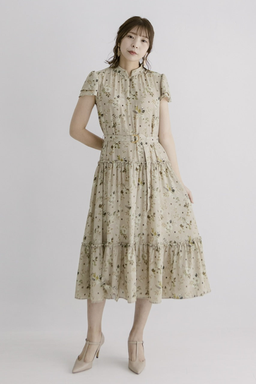 〈Agathe〉tiered dress/flower
