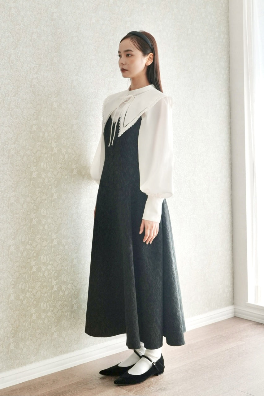 basque waist jacquard camisole dress【予約商品】