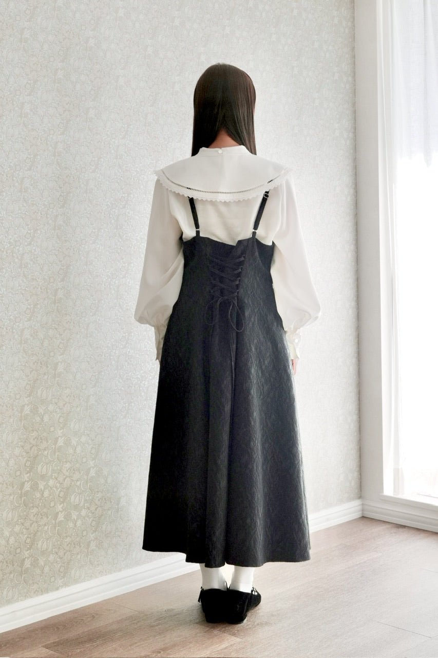 basque waist jacquard camisole dress