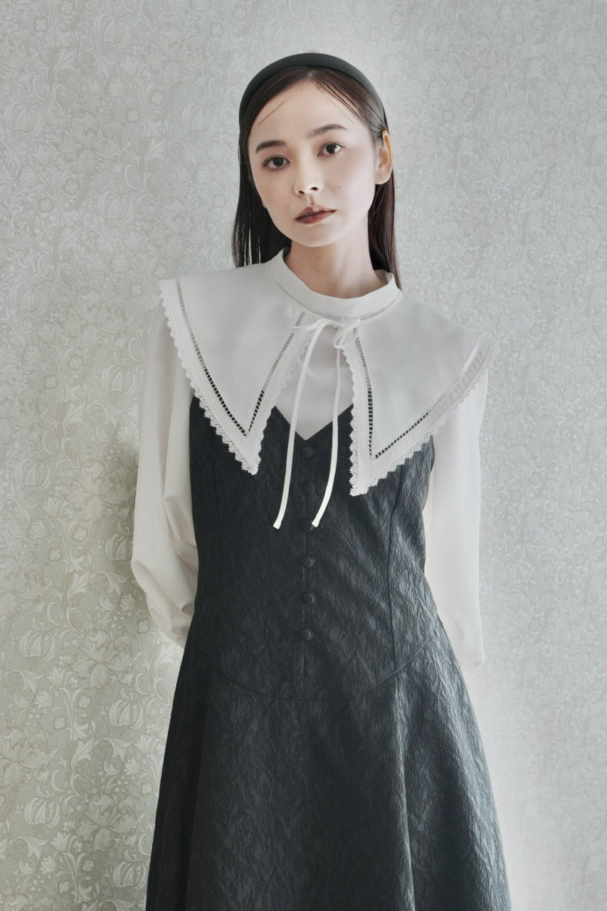 falling collar high neck blouse