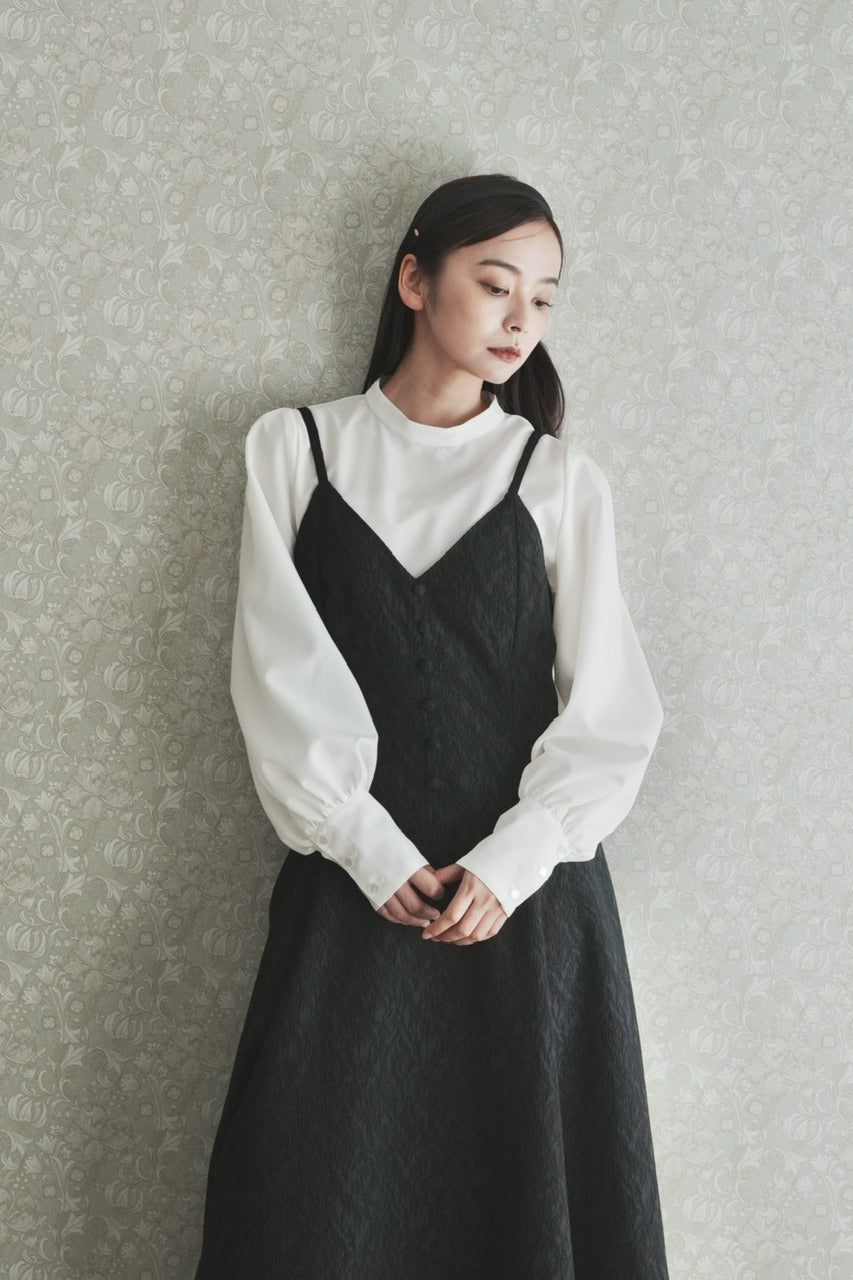falling collar high neck blouse【予約商品】