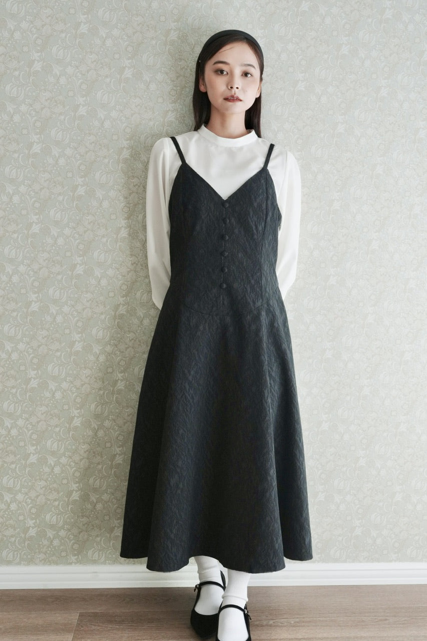 basque waist jacquard camisole dress【予約商品】