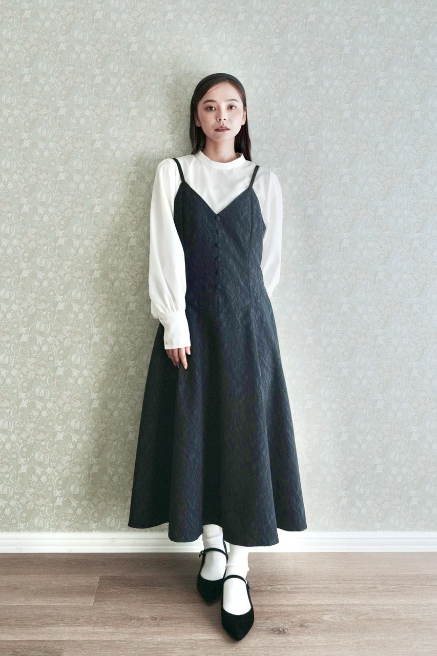 basque waist jacquard camisole dress
