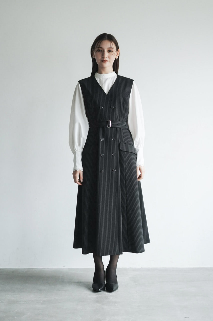 jacquard camisole dress / black