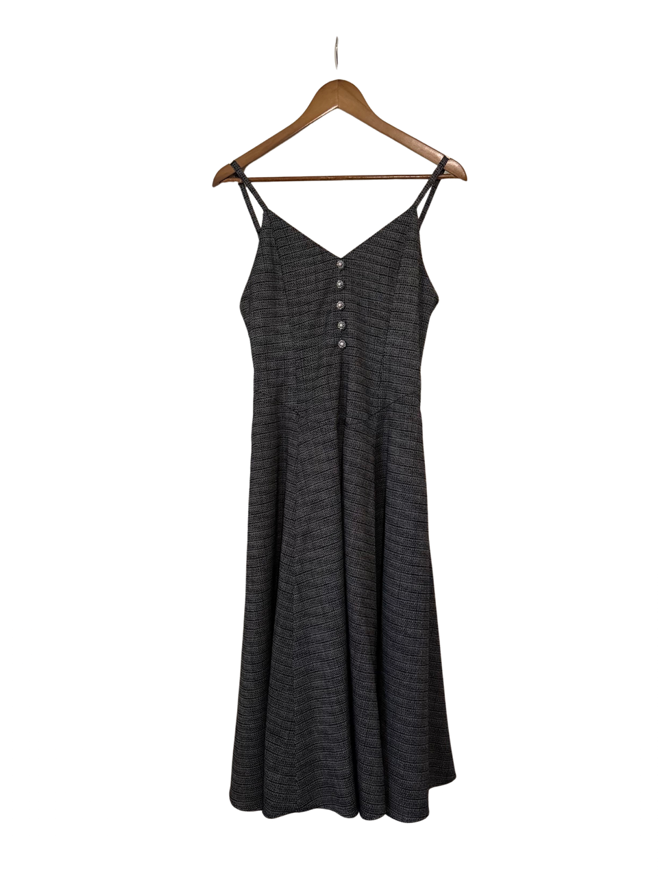 【予約商品】basque waist tweed camisole dress / black