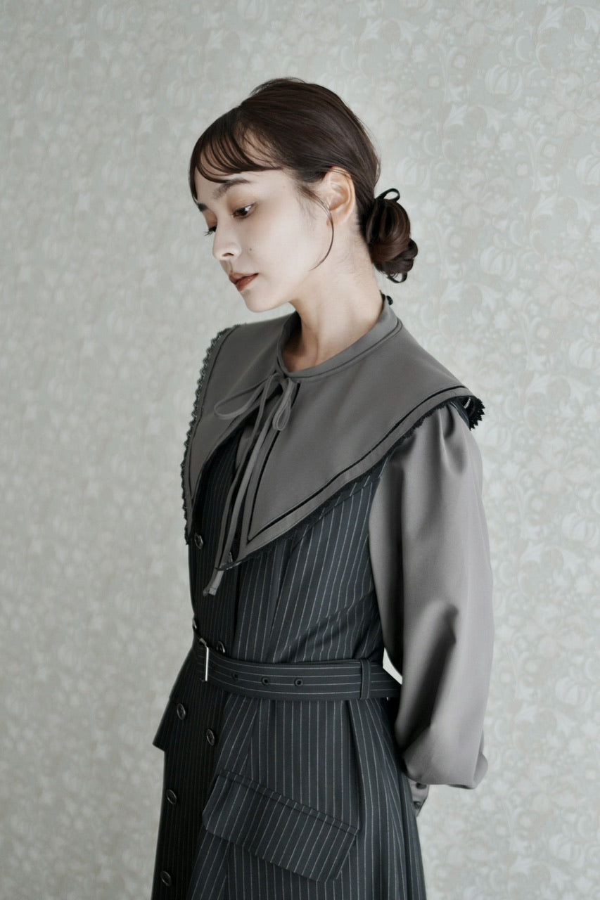 falling collar high neck blouse【予約商品】