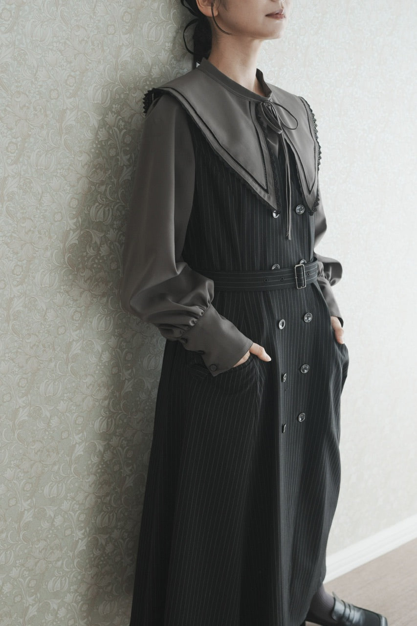 falling collar high neck blouse【予約商品】