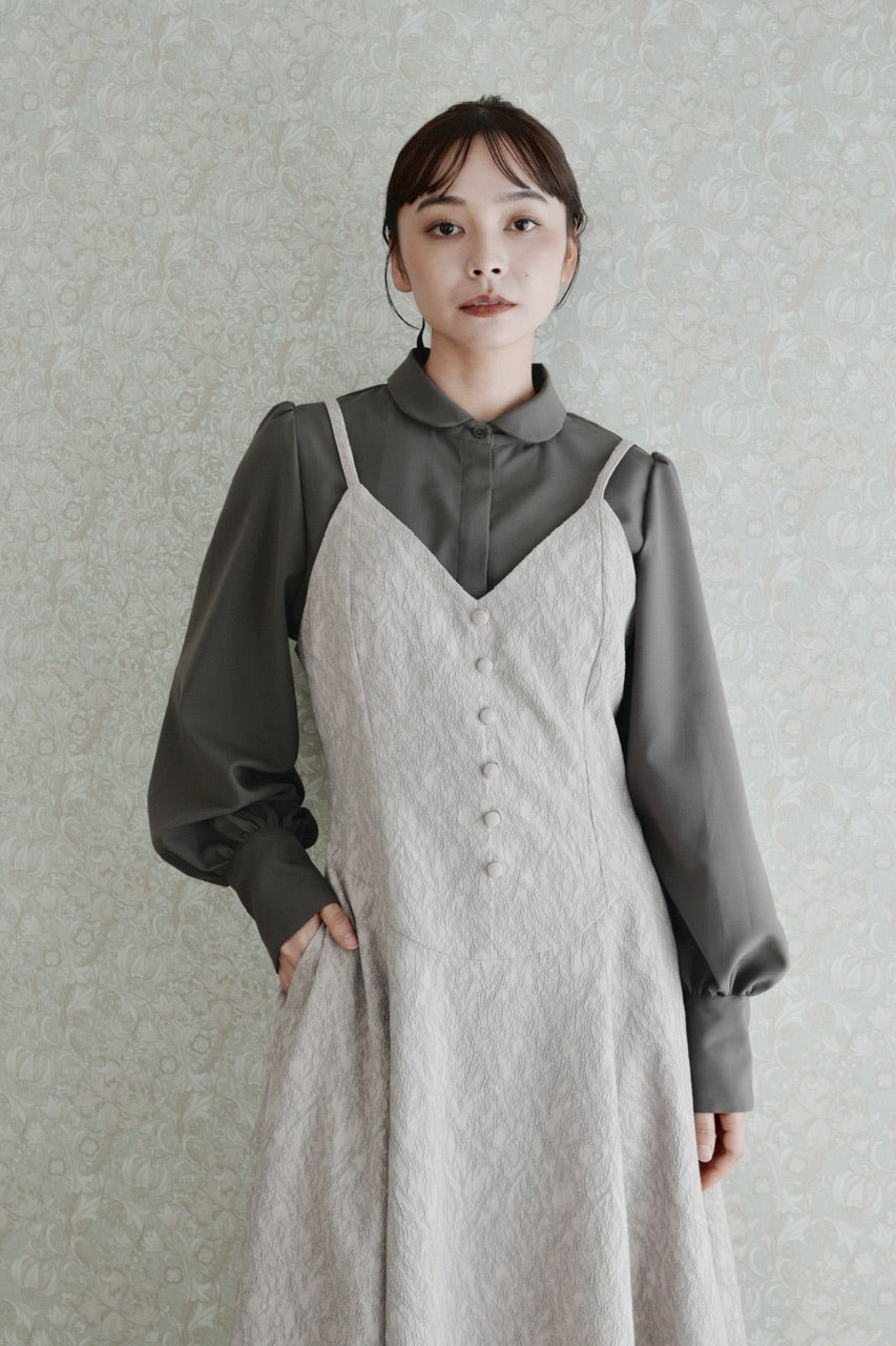 basque waist jacquard camisole dress【予約商品】