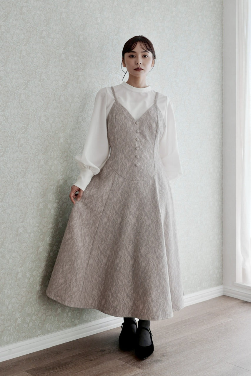 basque waist jacquard camisole dress【予約商品】