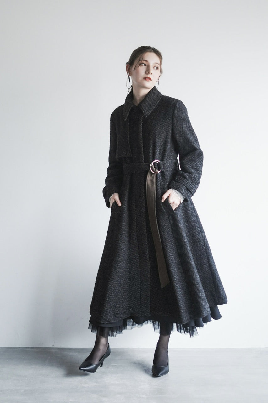 〈 Fleur 〉 gather tiered skirt / black