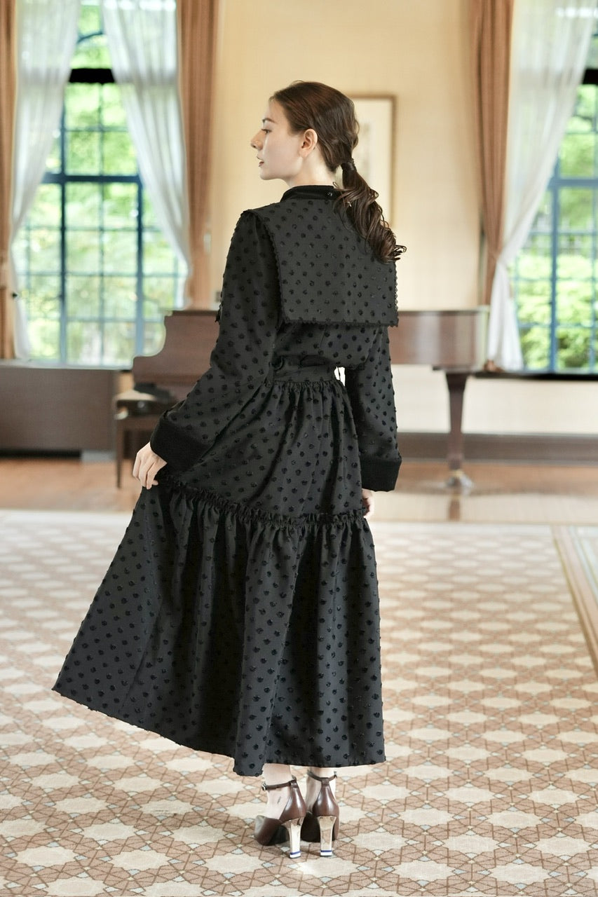 〈 Fleur 〉 gather tiered skirt / black