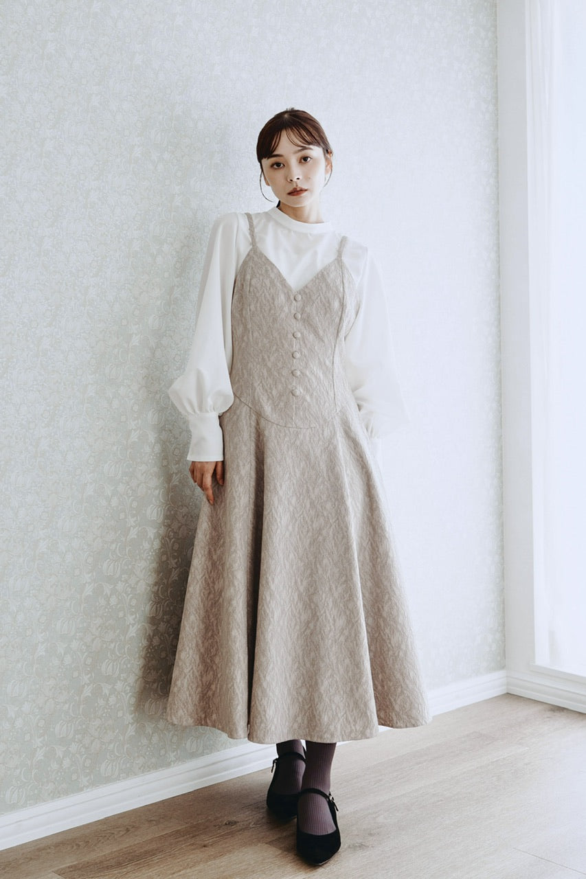 basque waist jacquard camisole dress