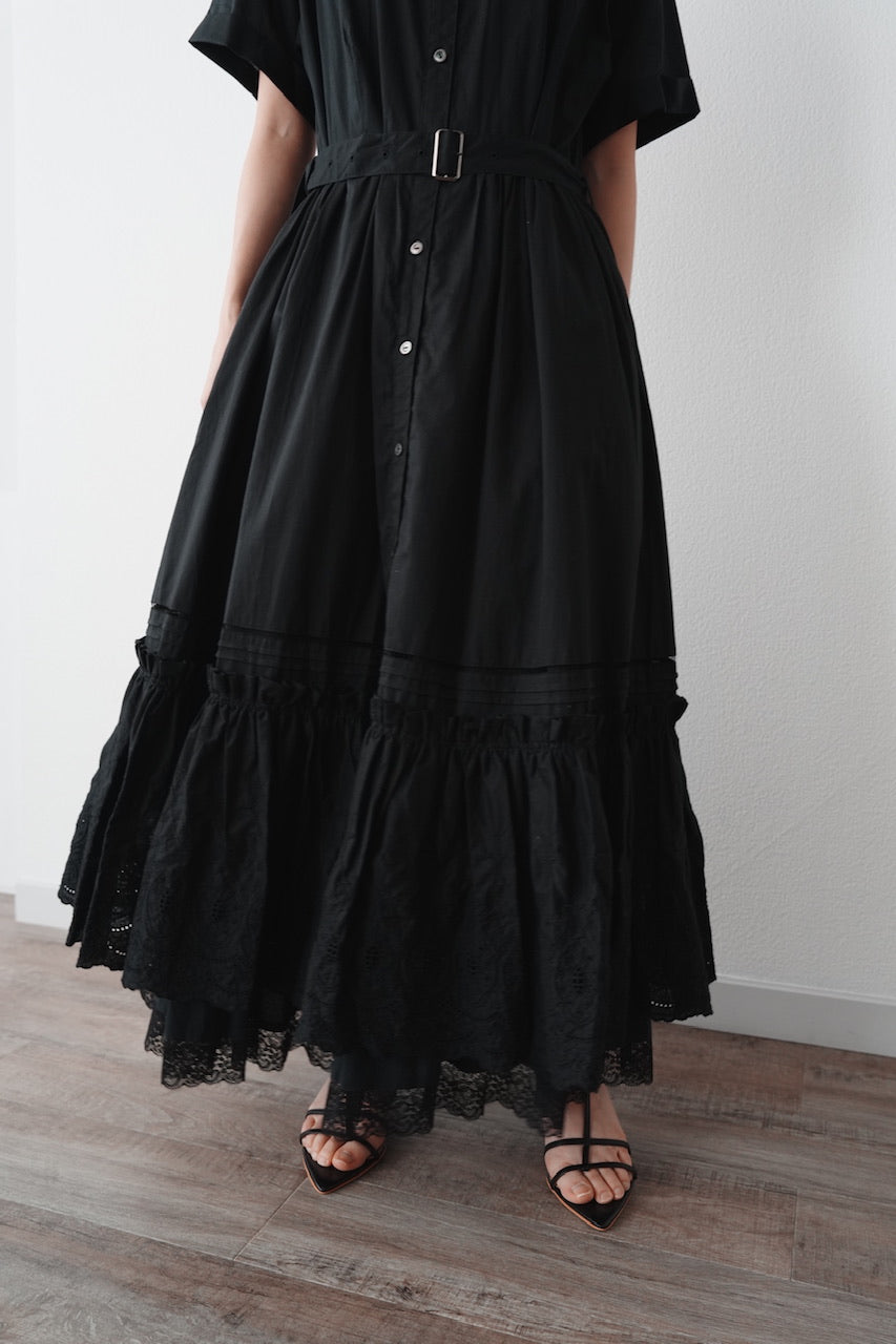 camisole frill dress / black