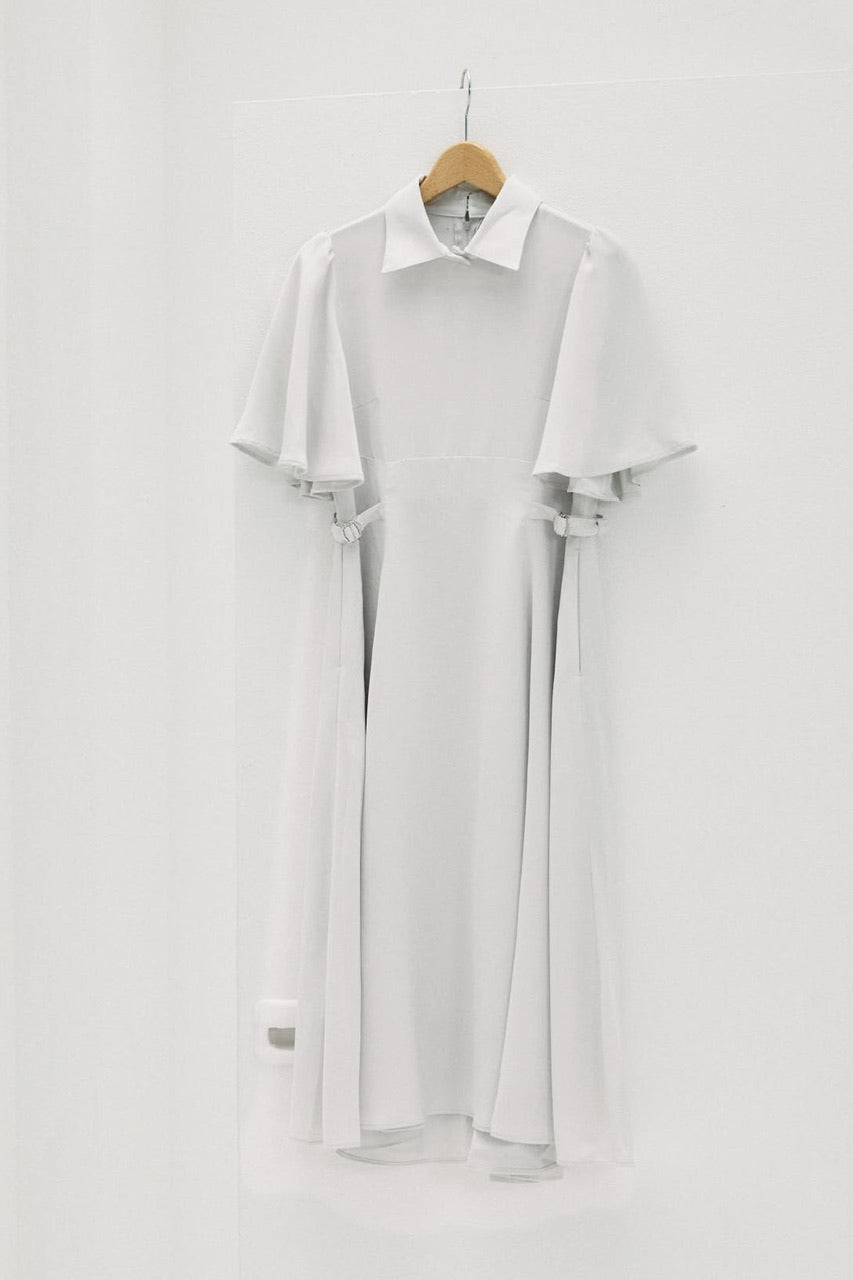 waist belt flared sleeve dress