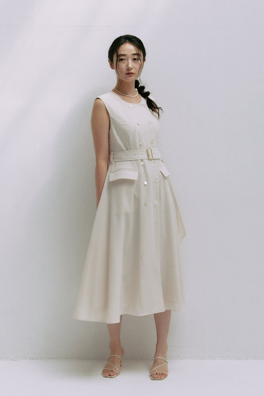 【サンプル】【B品】double button gilet dress