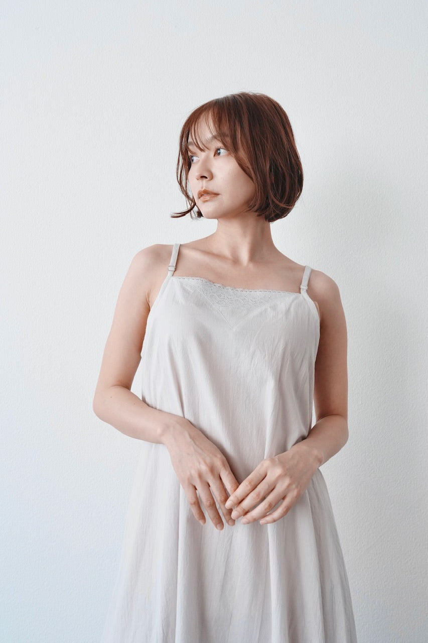 camisole frill dress / ice gray