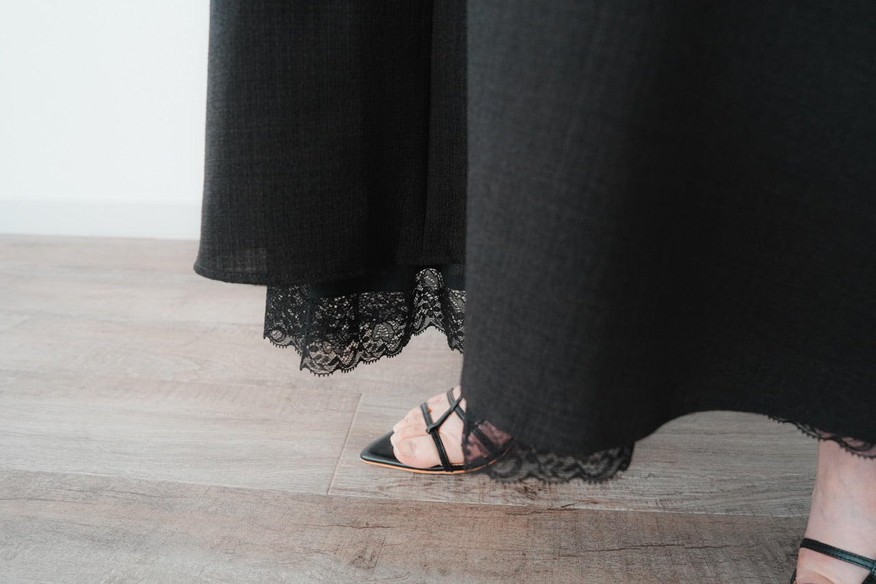 camisole frill dress / black