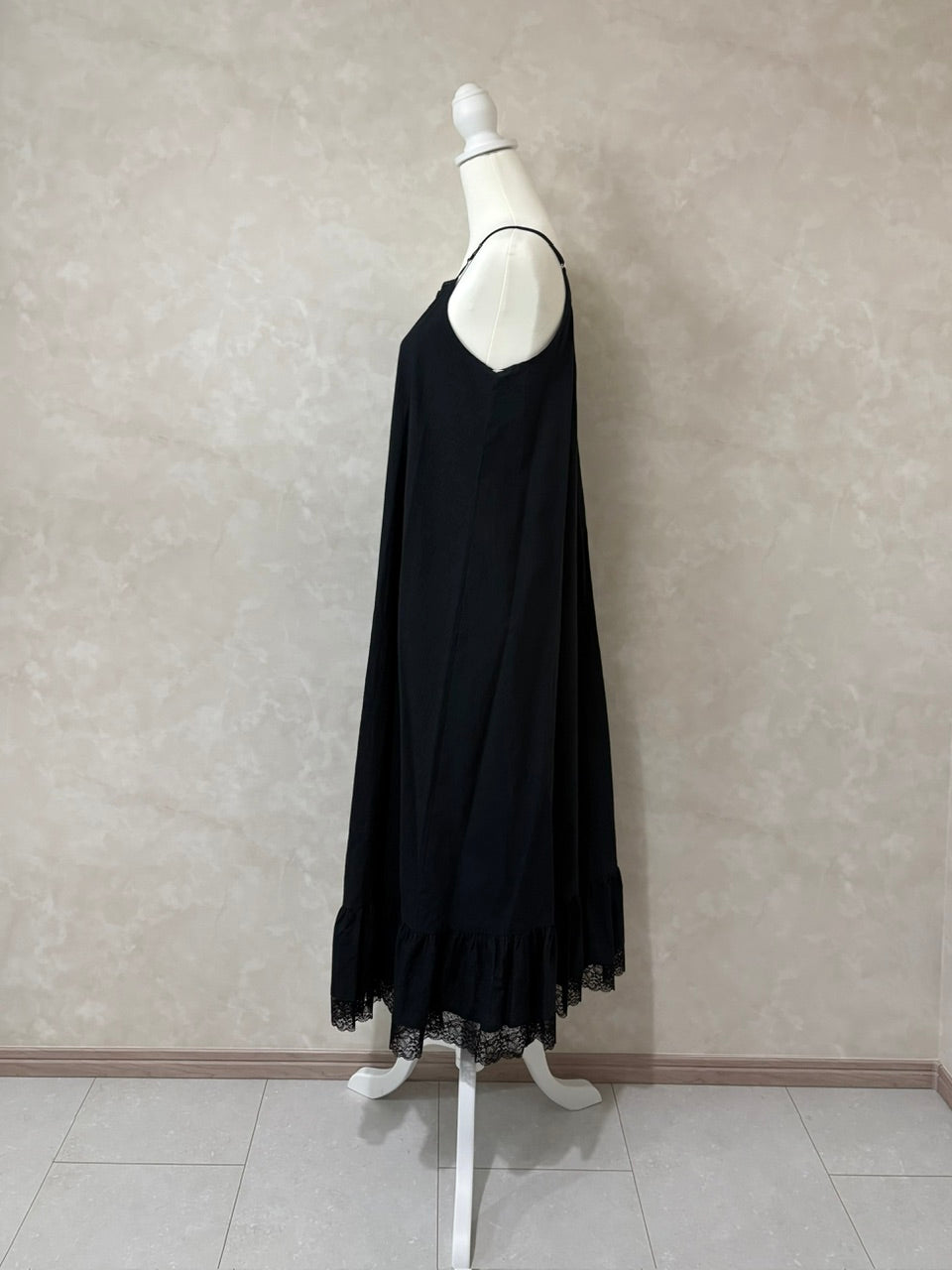 camisole frill dress / black