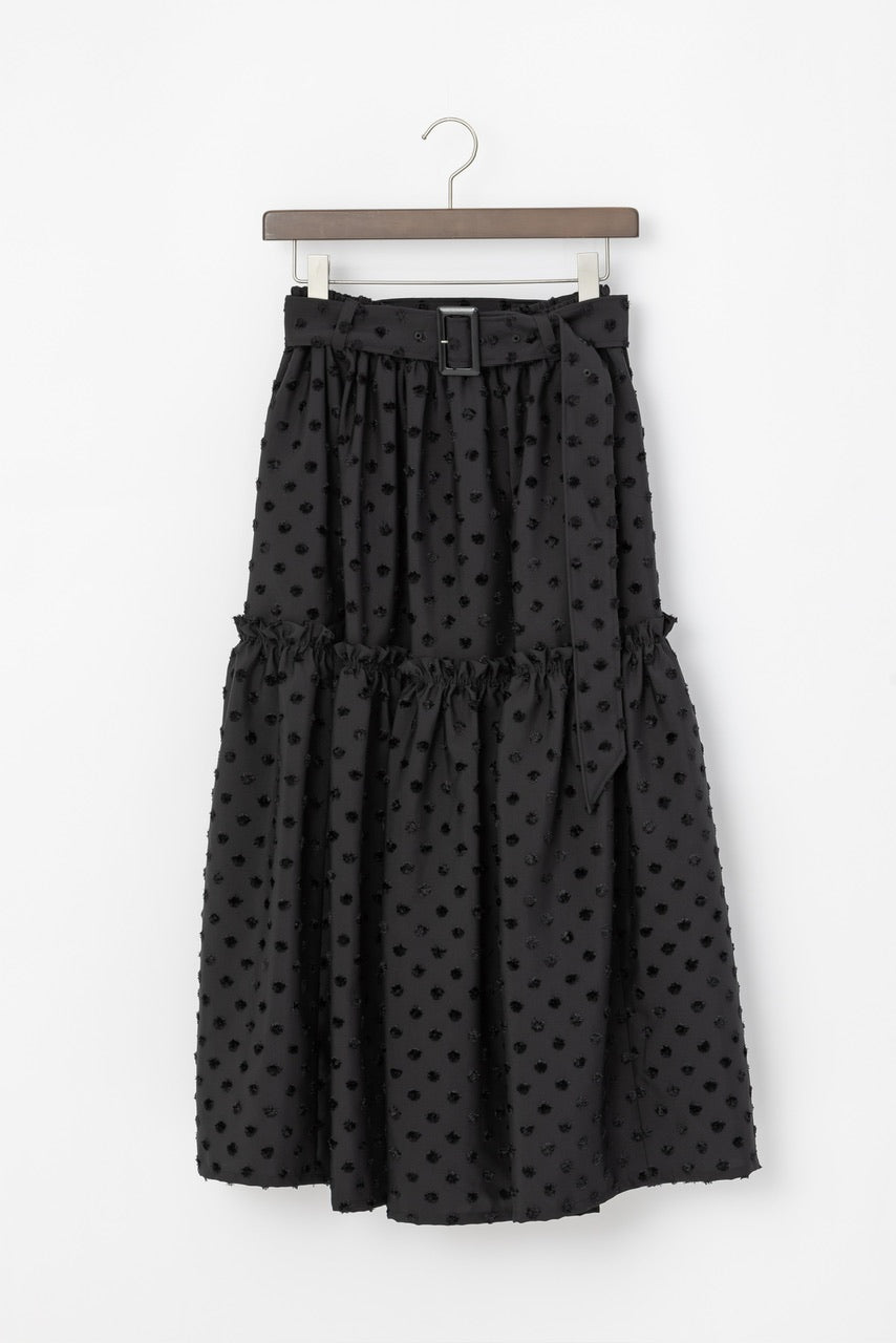 〈 Fleur 〉 gather tiered skirt / black