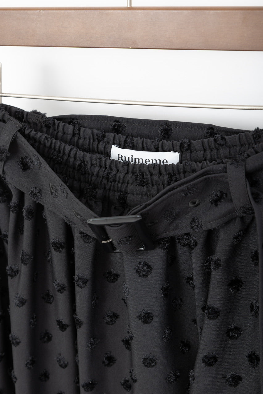 〈 Fleur 〉 gather tiered skirt / black