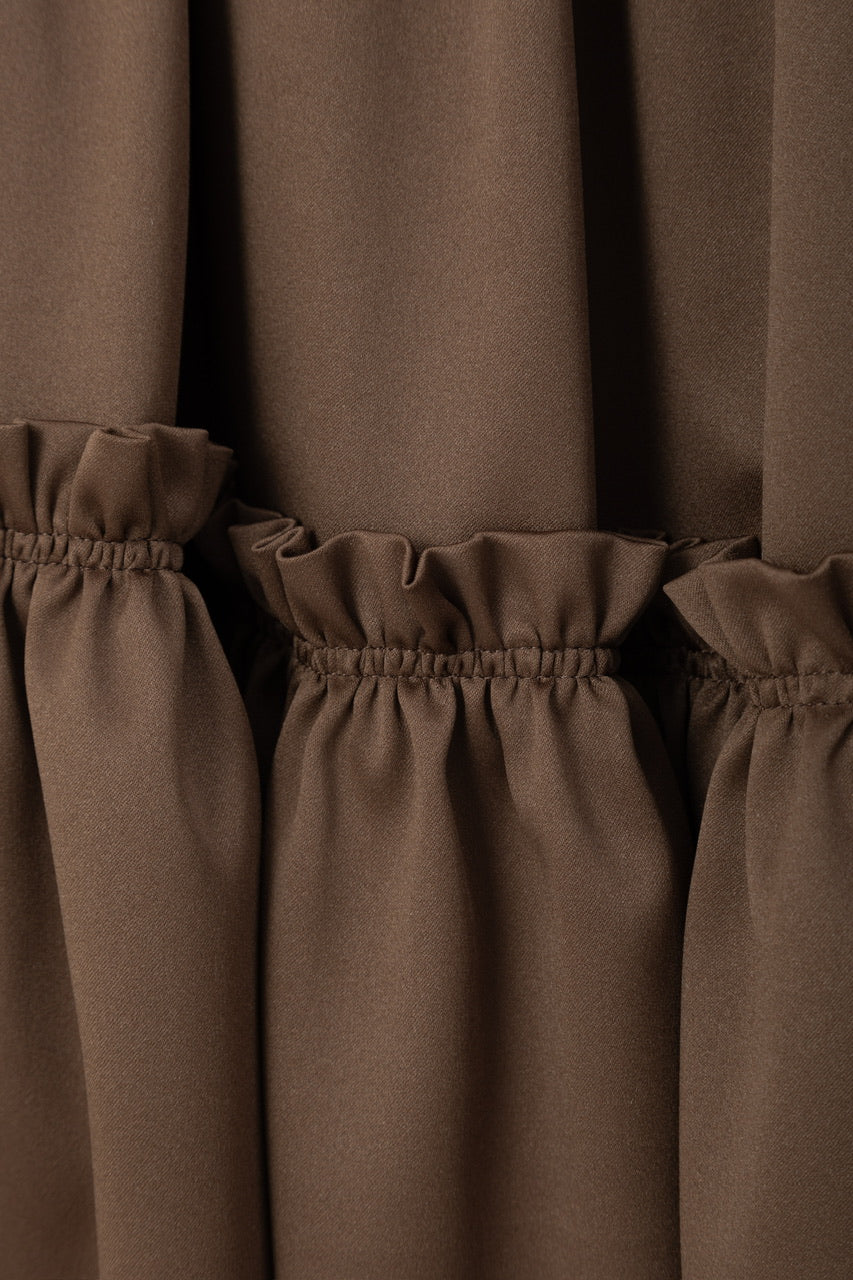 〈 Fleur 〉 gather tiered skirt / brown