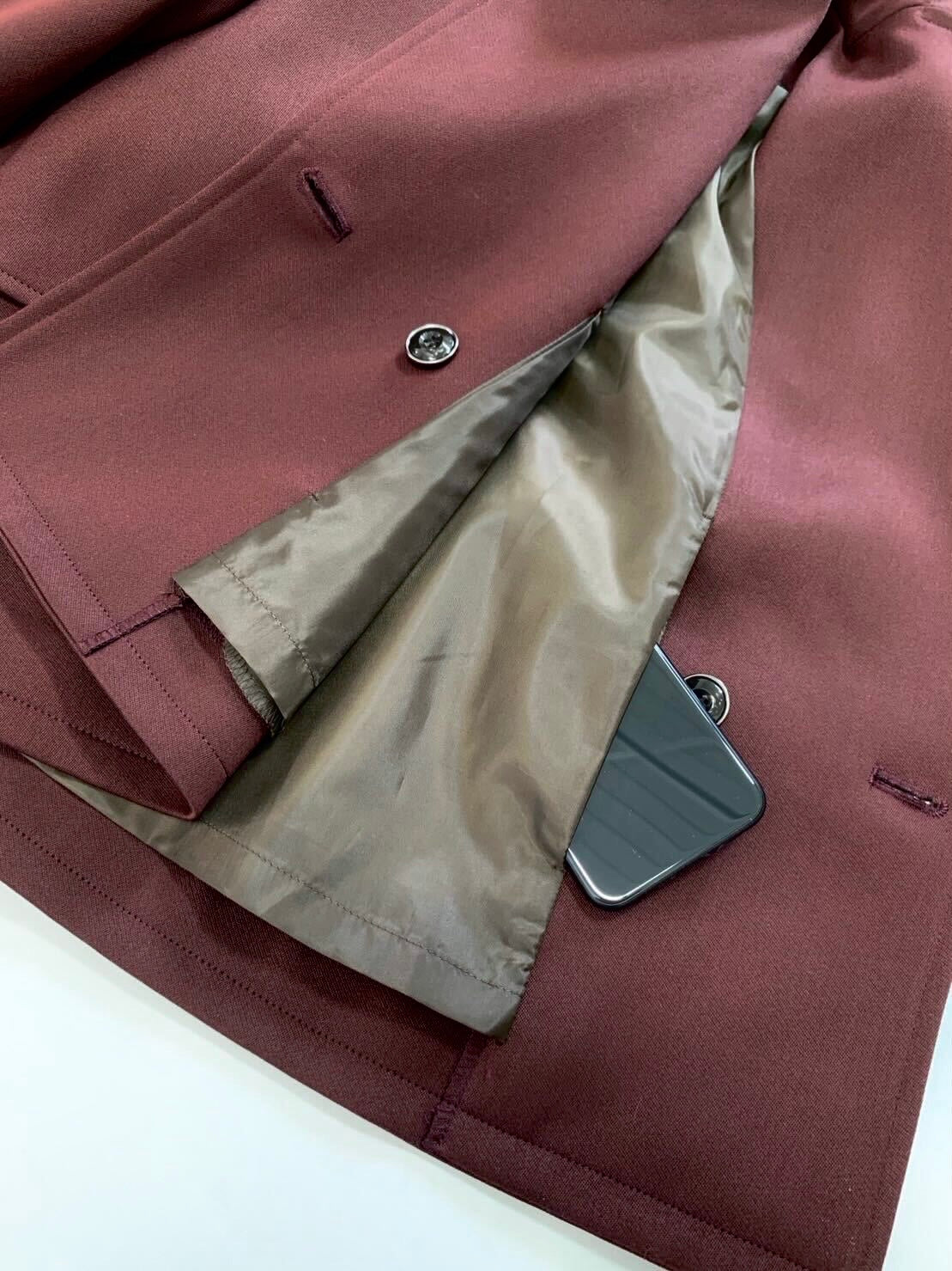 short trench coat / burgundy