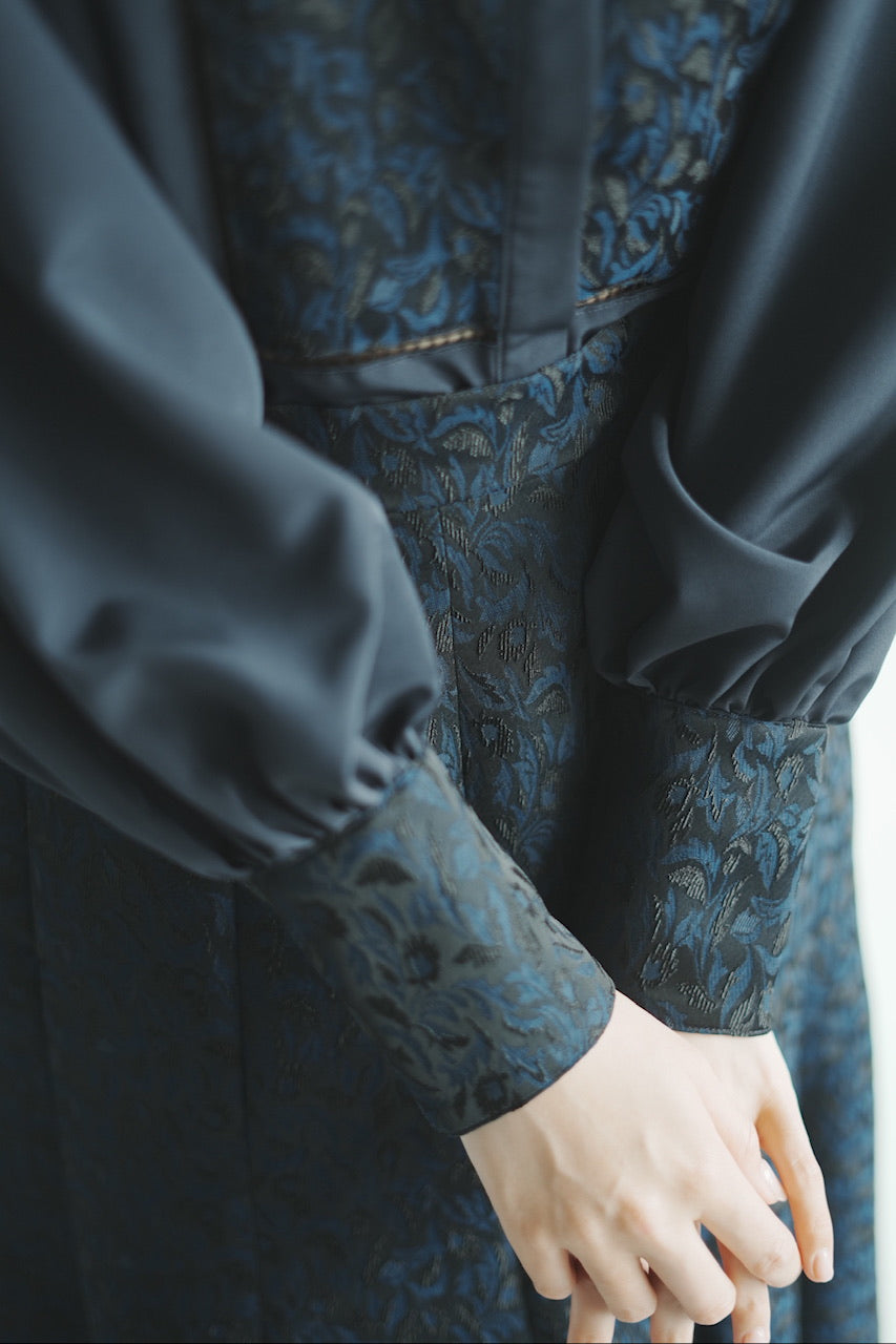 botanical jacquard blouse / navy