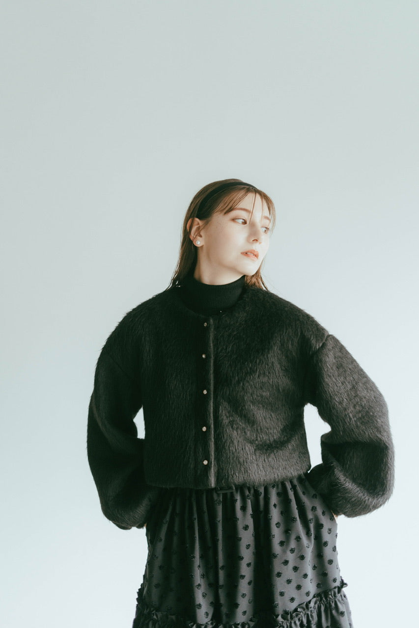 short shaggy jacket / black
