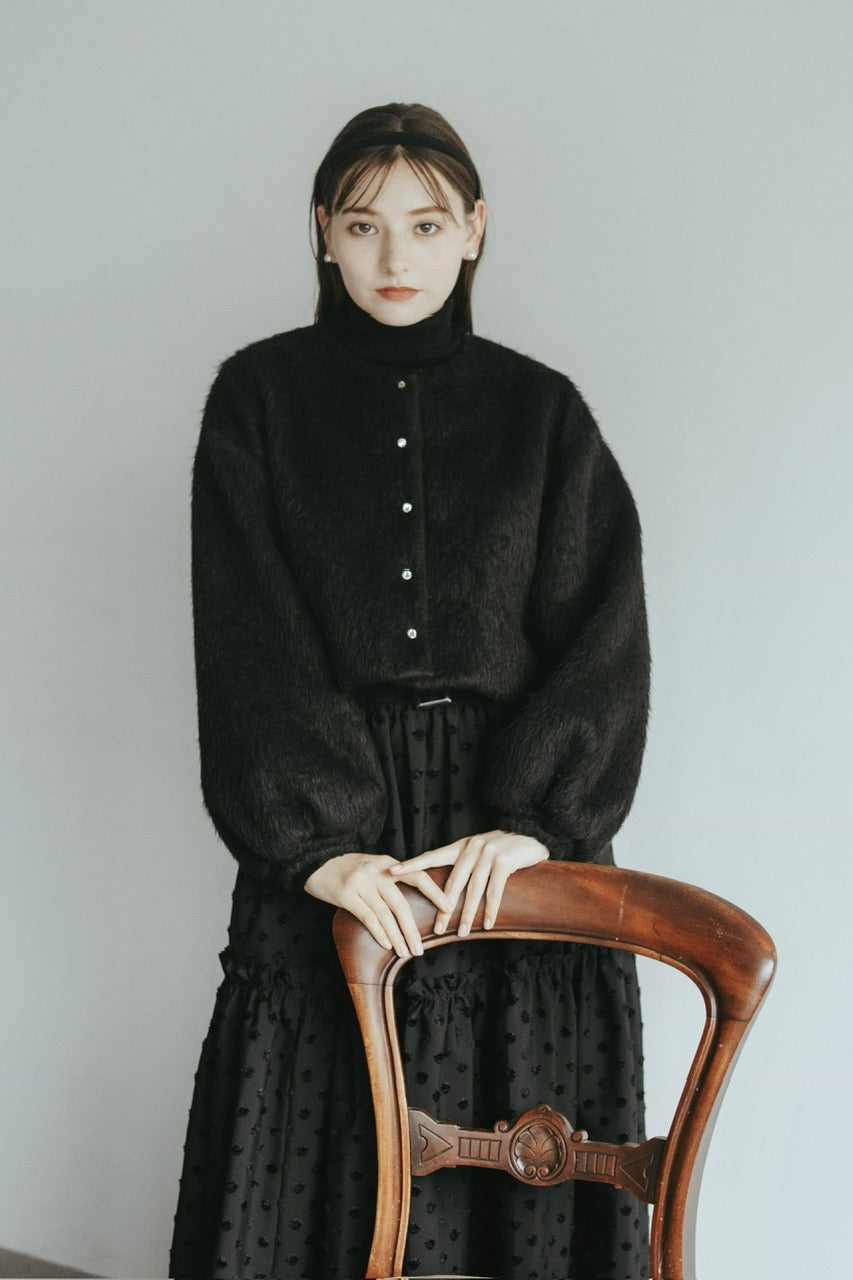 short shaggy jacket / black
