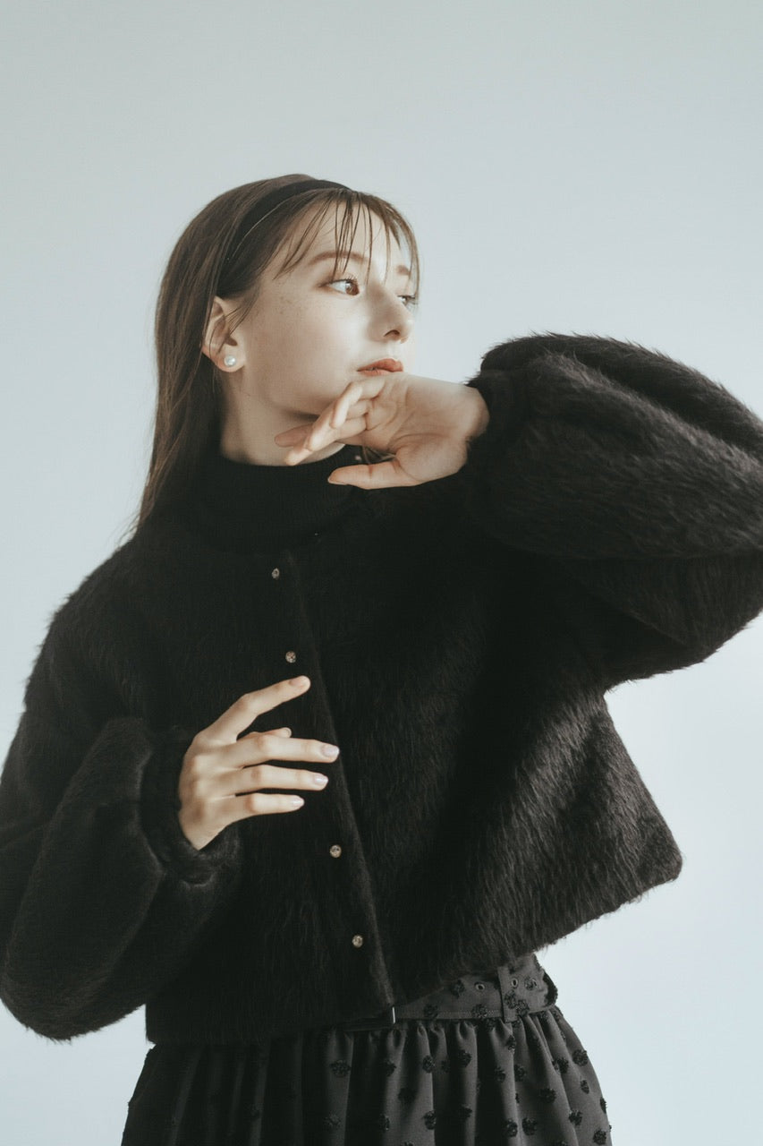 short shaggy jacket / black