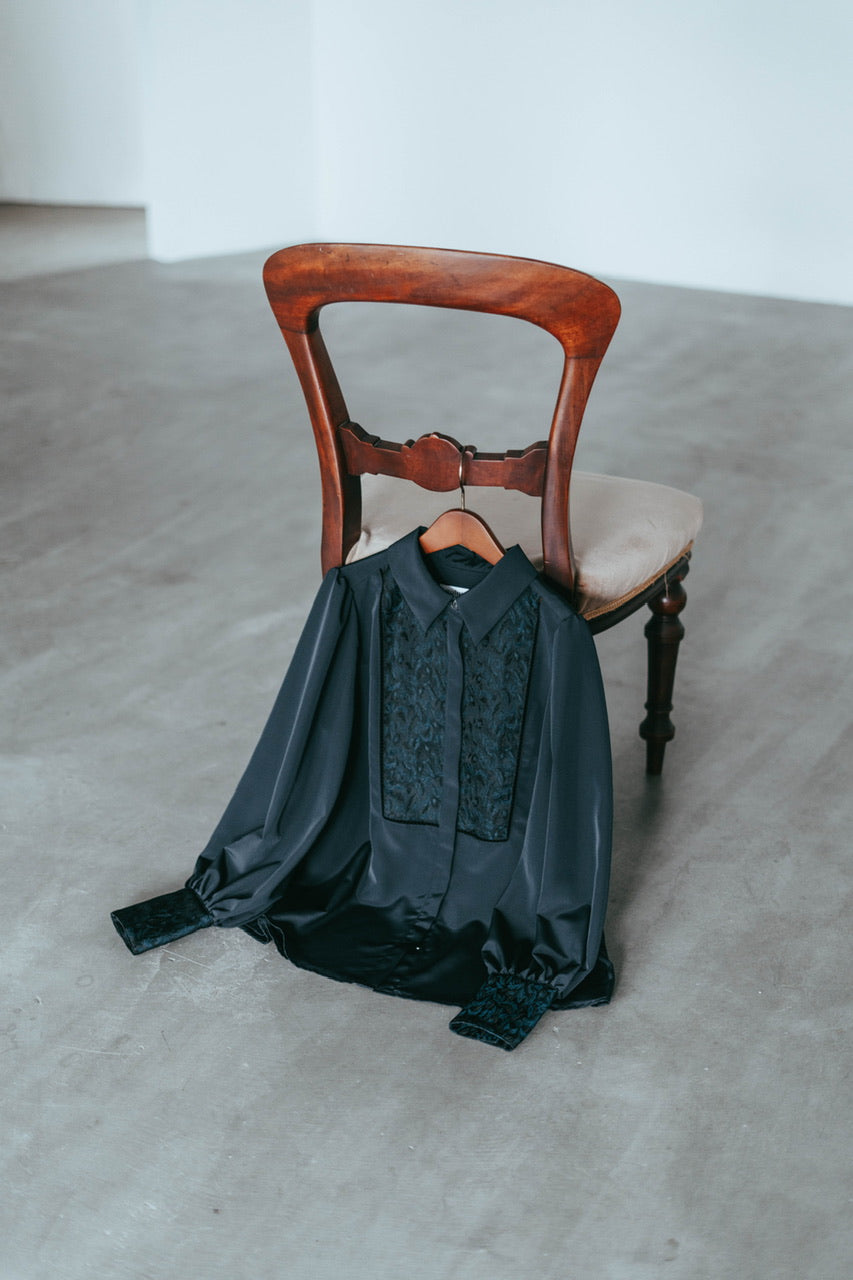 botanical jacquard blouse / navy