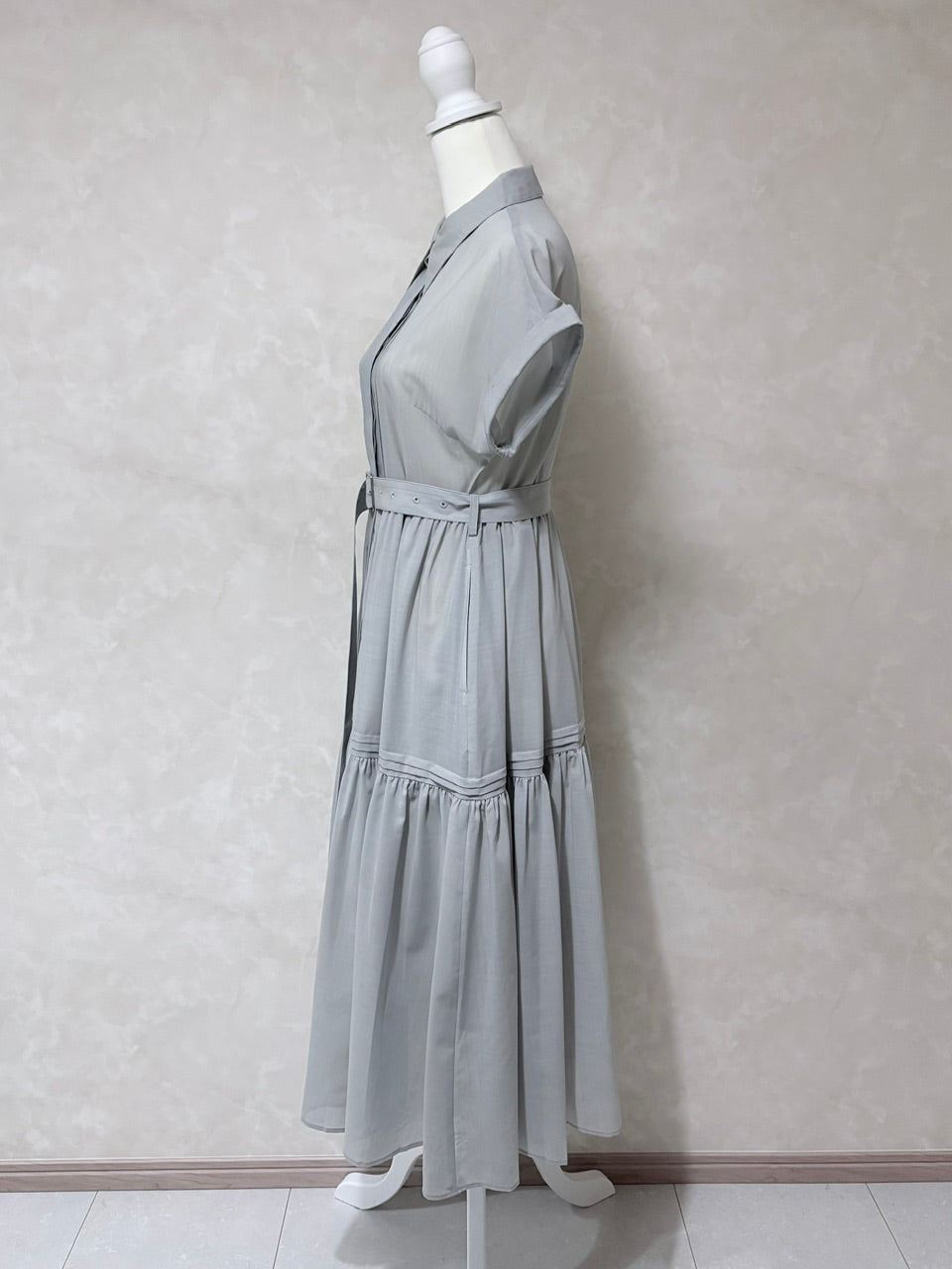 pintuck shirt dress / mist green