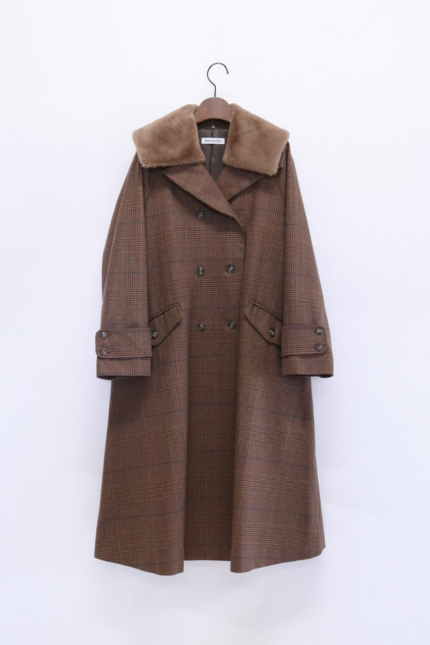 〈予約〉double breasted big collar coat / raspberry red