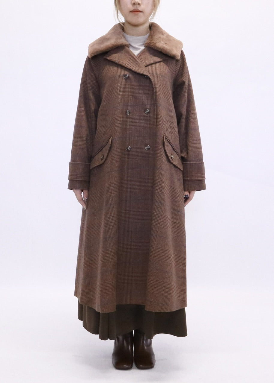 〈予約〉double breasted big collar coat / raspberry red