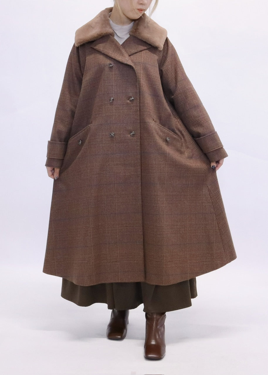 〈予約〉double breasted big collar coat / raspberry red