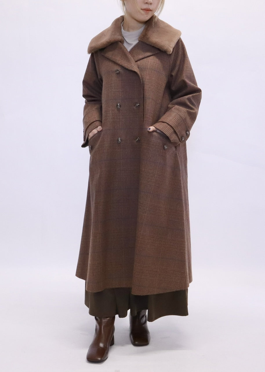 〈予約〉double breasted big collar coat / raspberry red