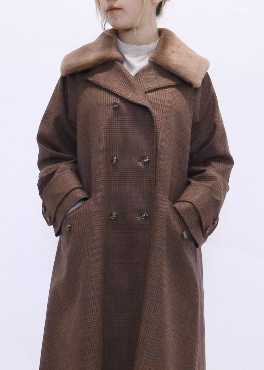 〈予約〉double breasted big collar coat / raspberry red