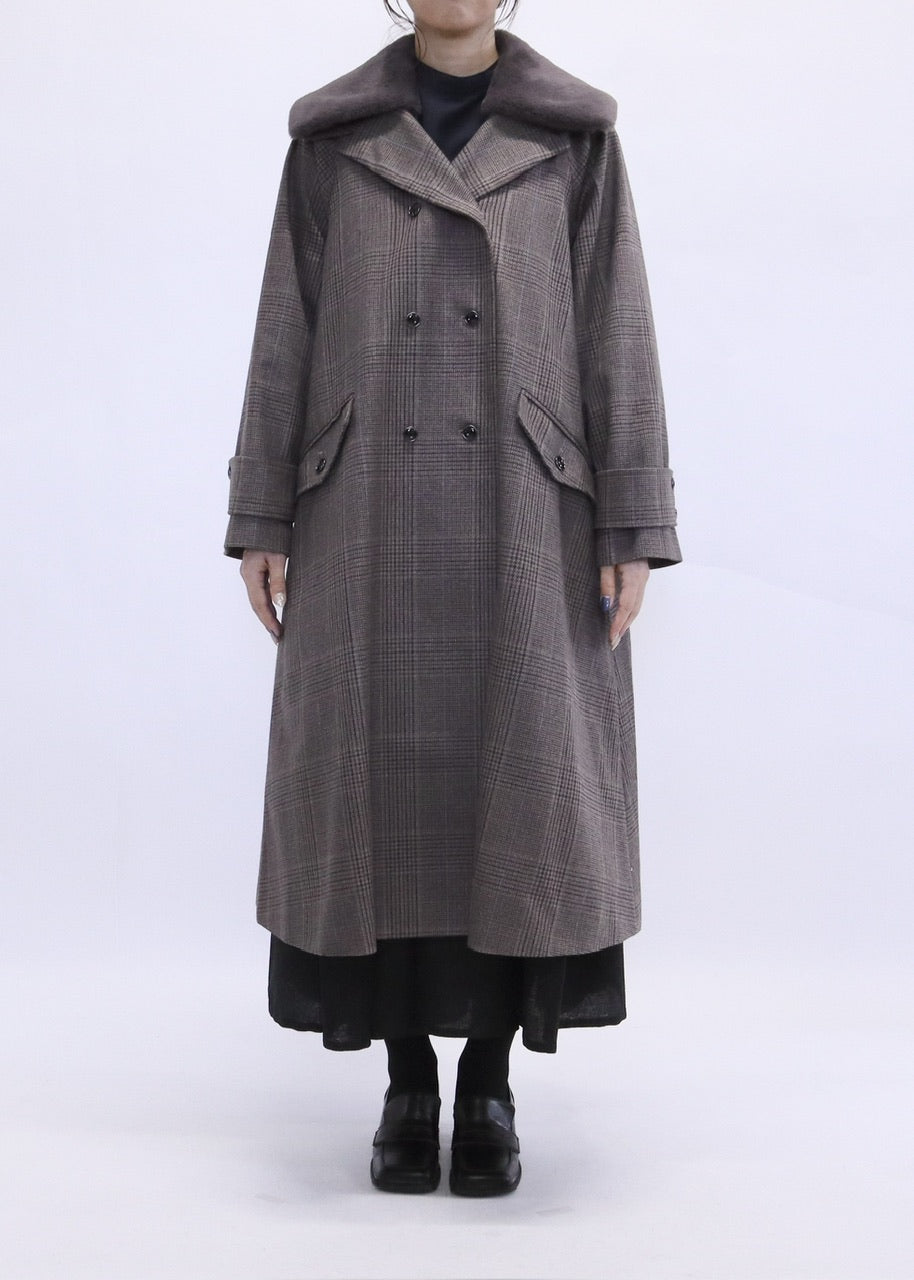 〈予約〉double breasted big collar coat / gray