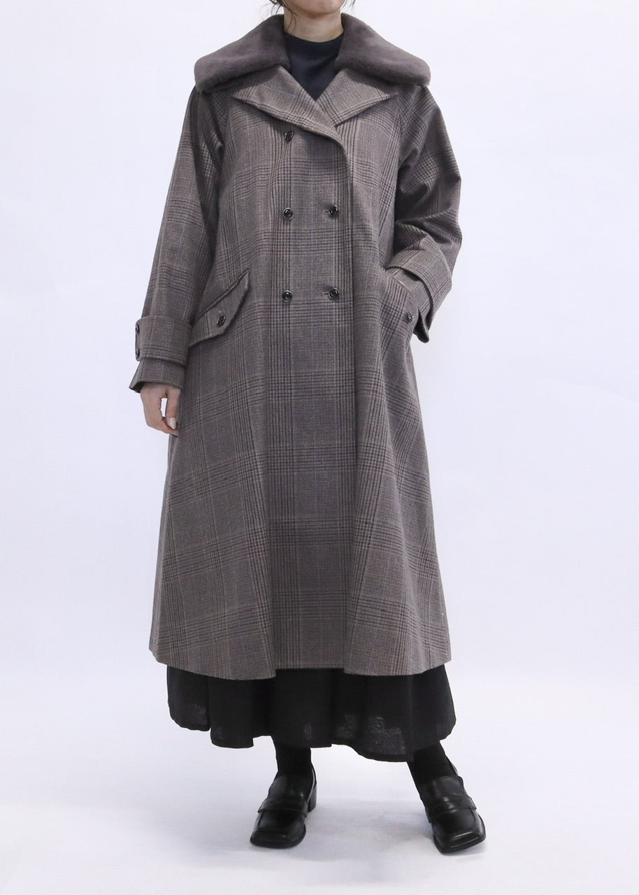 〈予約〉double breasted big collar coat / gray