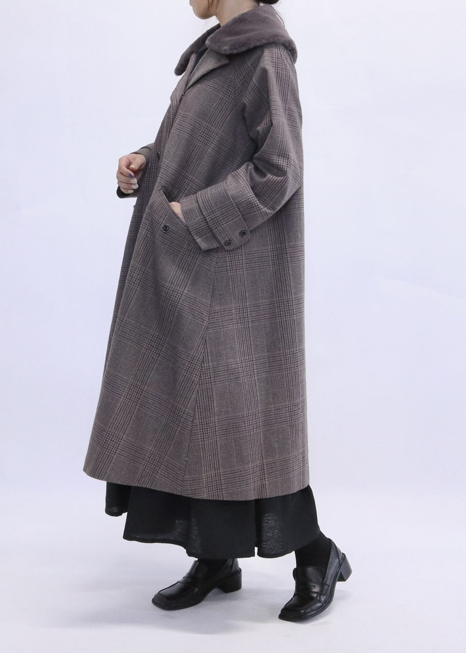 〈予約〉double breasted big collar coat / gray