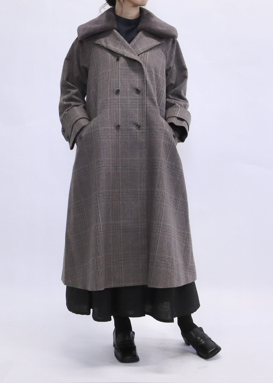 〈予約〉double breasted big collar coat / gray