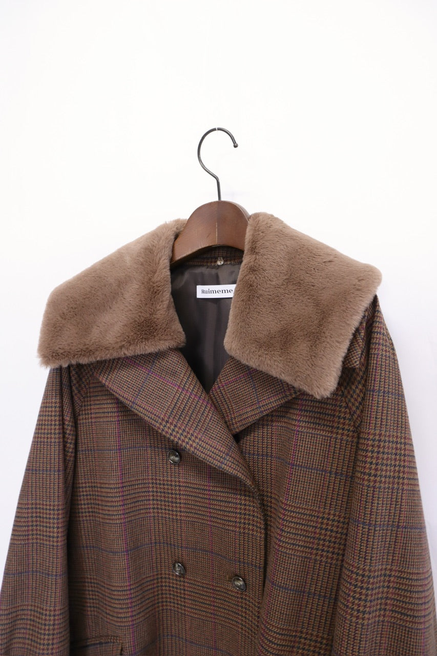 〈予約〉double breasted big collar coat / raspberry red