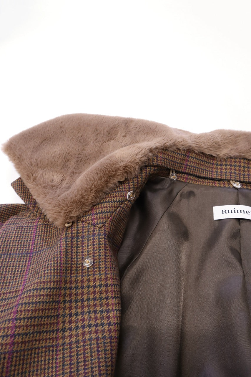 〈予約〉double breasted big collar coat / raspberry red