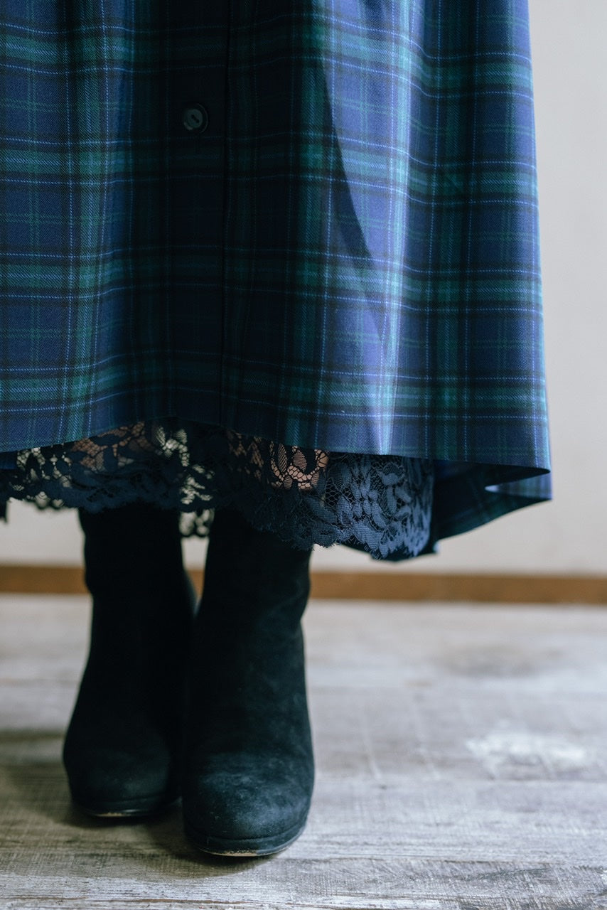 Armelle tuck skirt / navy check