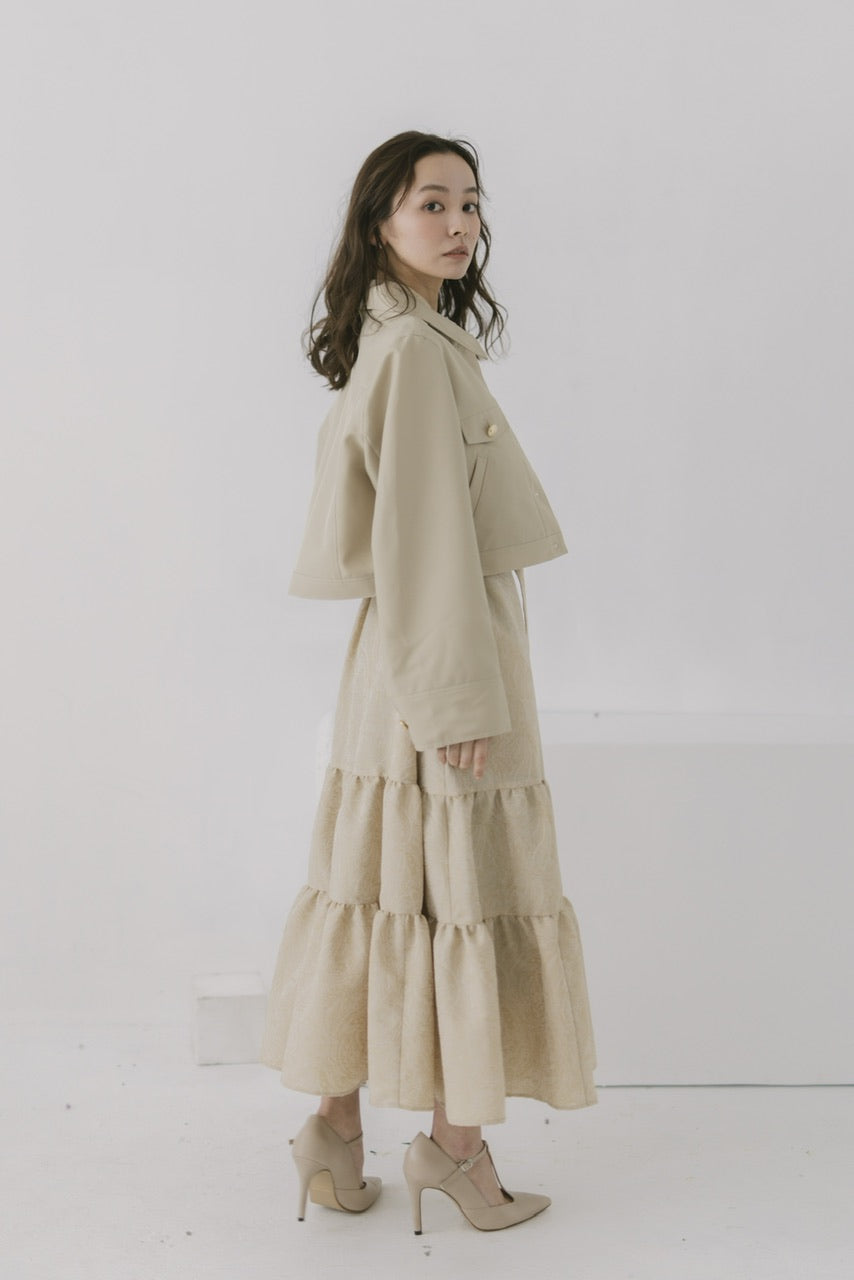 〈再販〉stitch cropped jacket / beige