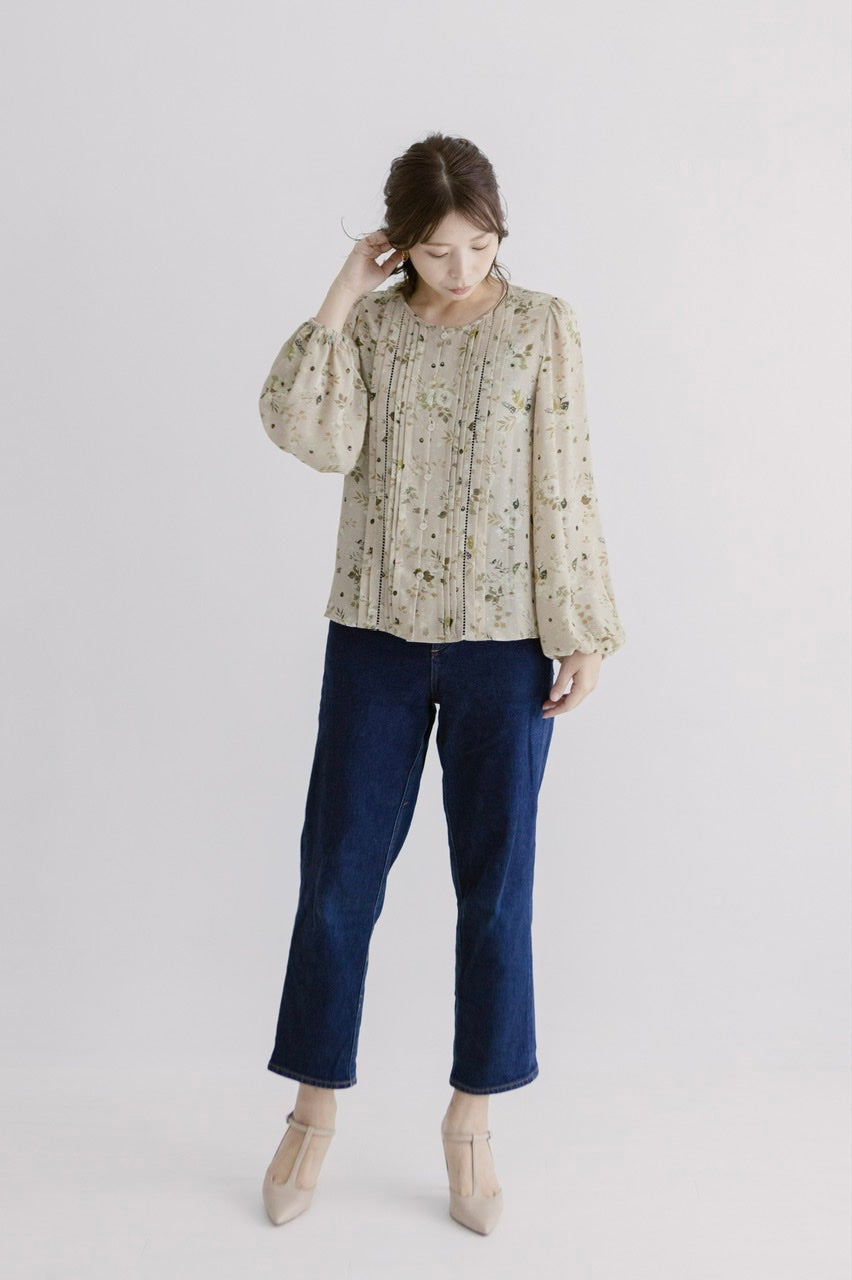front tuck blouse / flower