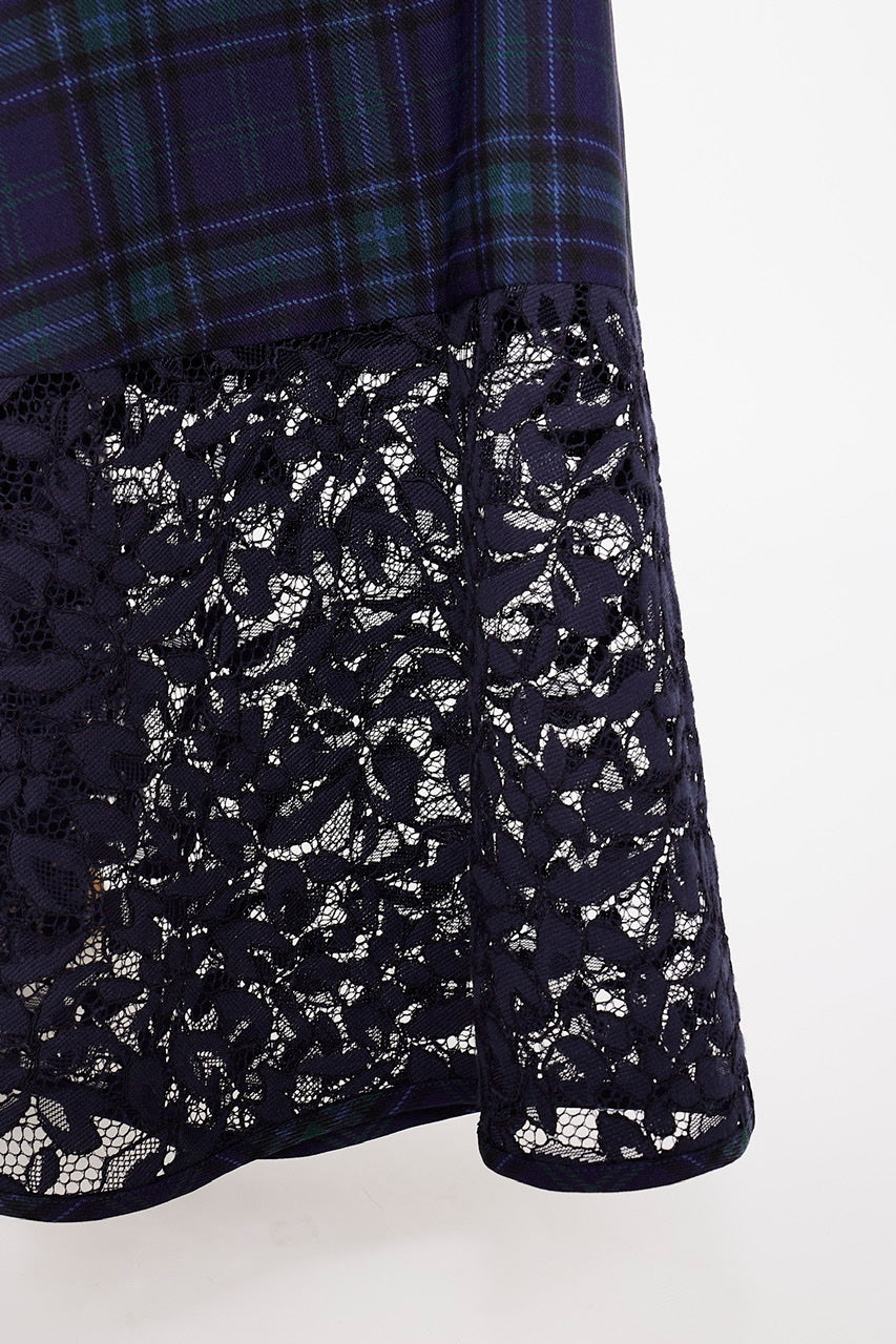 camisole flare dress / navy check