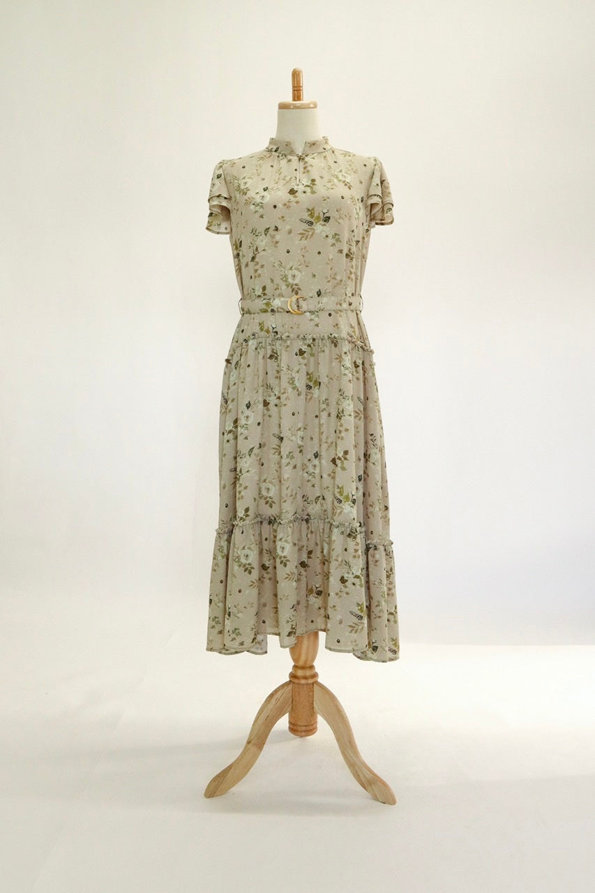 〈Agathe〉tiered dress/flower