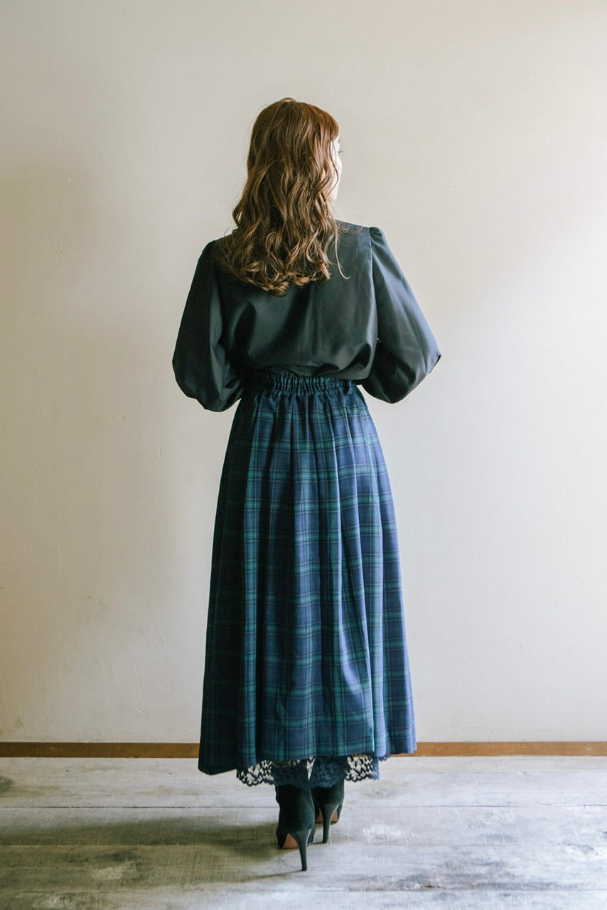 Armelle tuck skirt / navy check