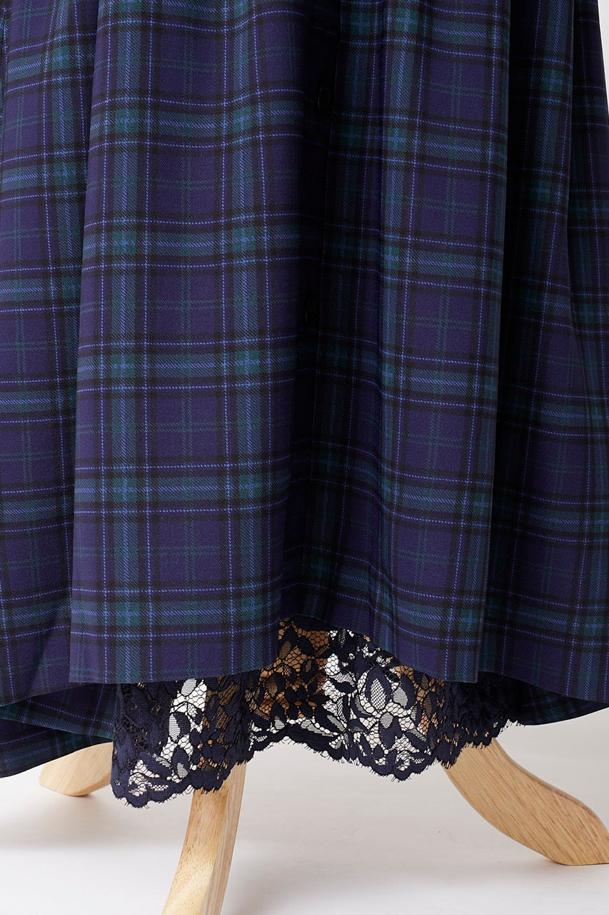 Armelle tuck skirt / navy check